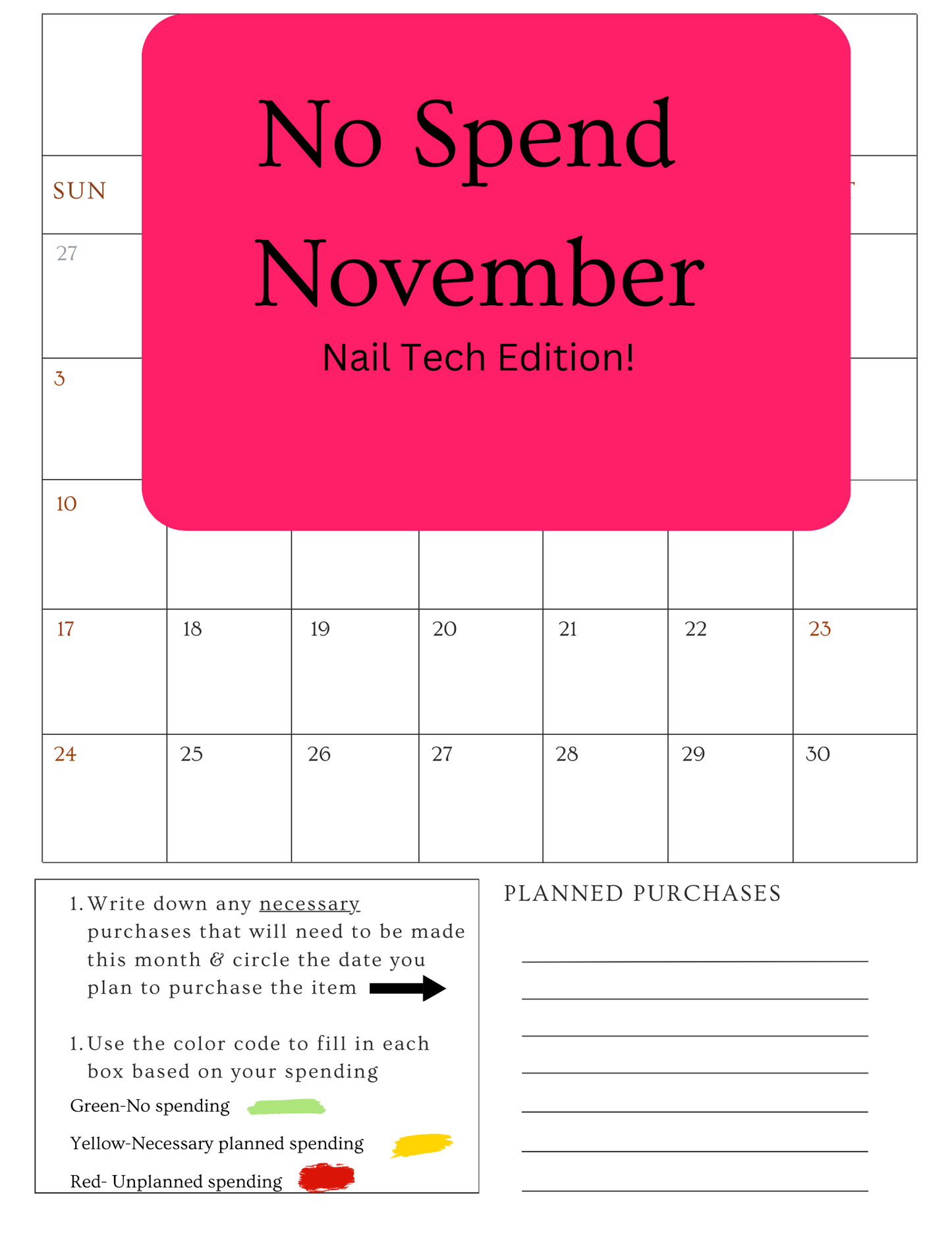 No Spend November!